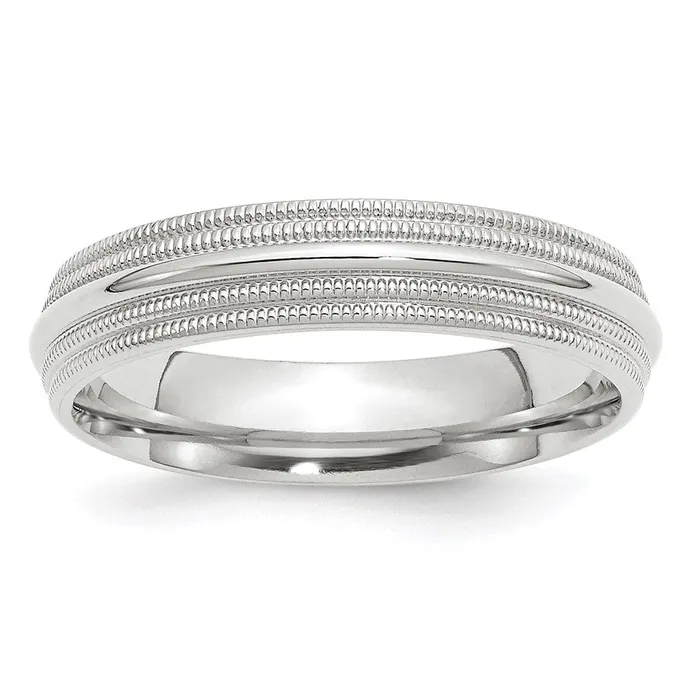 Solid 18K White Gold 5mm Double Milgrain Comfort Fit MensWomens Wedding Band Ring Size 45 Goldia Rings Solid 18K White Gold 5mm Double Milgrain Comfort Fit MensWomens Wedding Band Ring Size 45 Goldia Rings