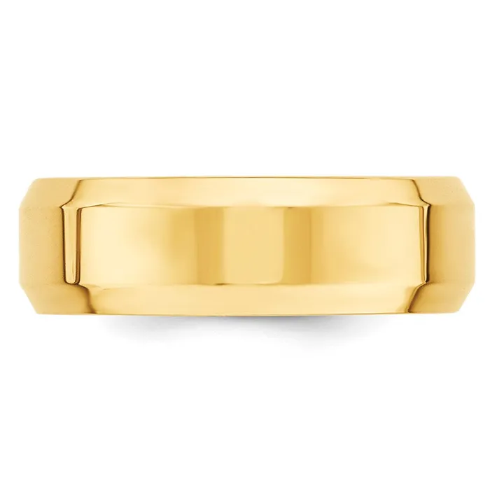 Solid 18K Yellow Gold 7mm Bevel Edge Comfort Fit MensWomens Wedding Band Ring Size 45 Goldia Rings Solid 18K Yellow Gold 7mm Bevel Edge Comfort Fit MensWomens Wedding Band Ring Size 45 Goldia Rings