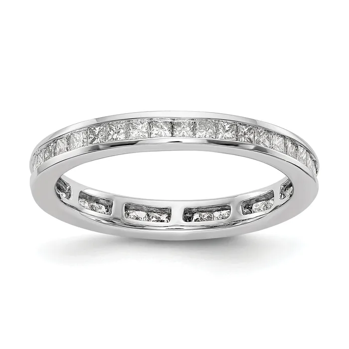 Solid Real 14k White Gold Polished 3ct Princess Channel Set CZ Eternity Wedding Band Ring Goldia Rings Solid Real 14k White Gold Polished 3ct Princess Channel Set CZ Eternity Wedding Band Ring Goldia Rings