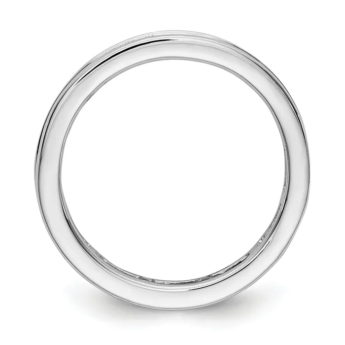Solid Real 14k White Gold Polished 3ct Princess Channel Set CZ Eternity Wedding Band Ring Goldia Rings