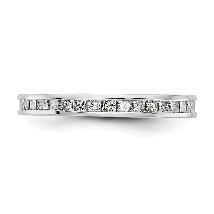 Solid Real 14k White Gold Polished 3ct Princess Channel Set CZ Eternity Wedding Band Ring Goldia Rings