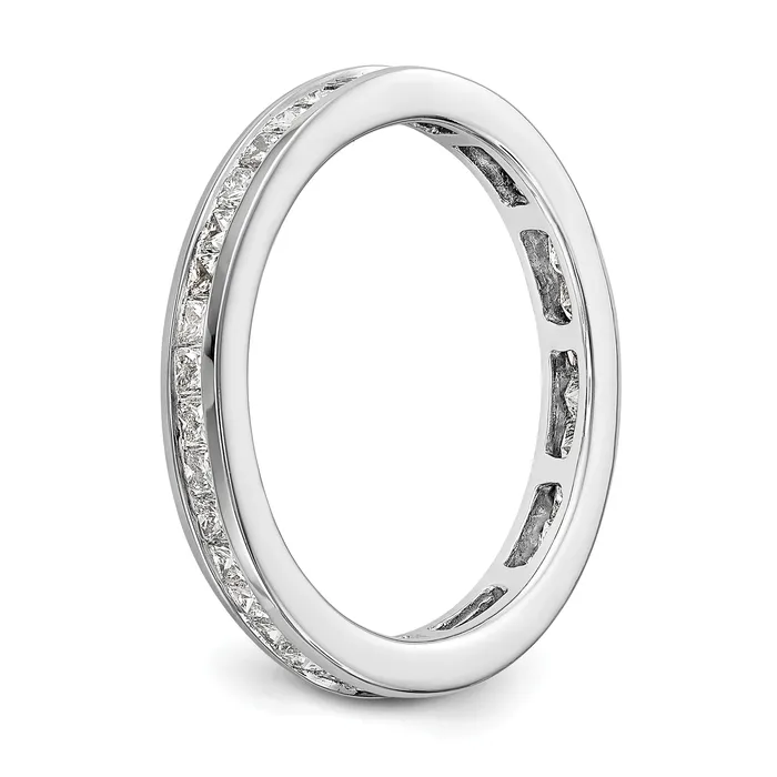 Solid Real 14k White Gold Polished 3ct Princess Channel Set CZ Eternity Wedding Band Ring Goldia Rings