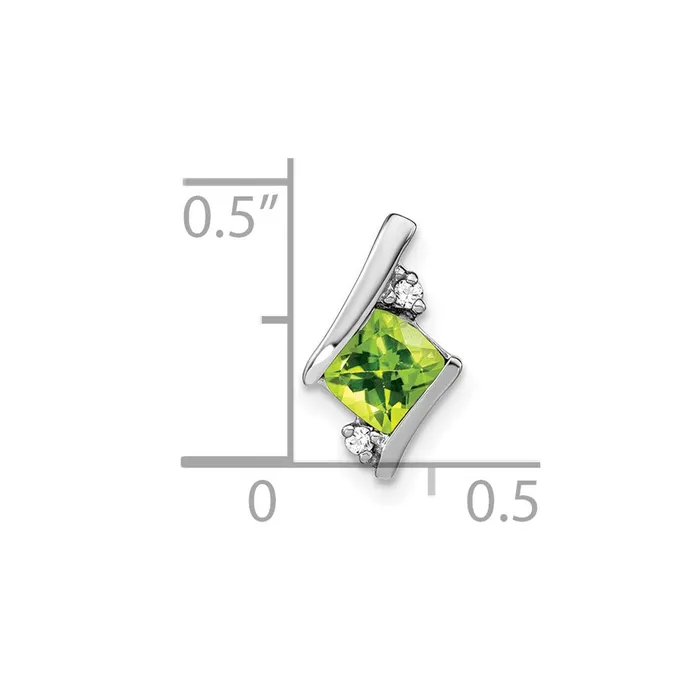 Sterling Silver Antique Cushion Peridot and Real Diamond Pendant Goldia Necklaces