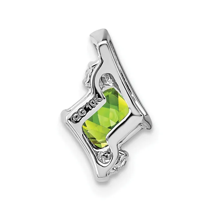 Sterling Silver Antique Cushion Peridot and Real Diamond Pendant Goldia Necklaces