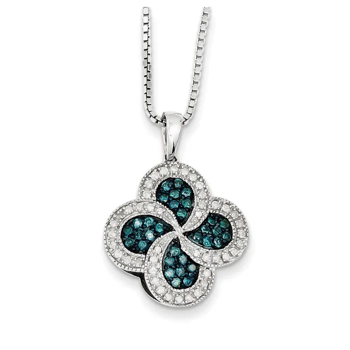 Sterling Silver Blue u0026 White Diamond Pendant Necklace Goldia Necklaces