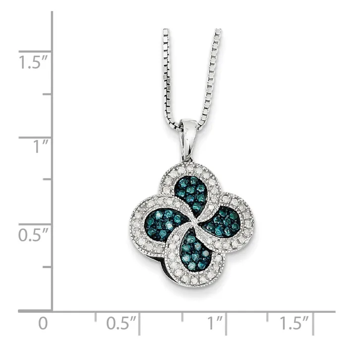 Sterling Silver Blue u0026 White Diamond Pendant Necklace Goldia Necklaces
