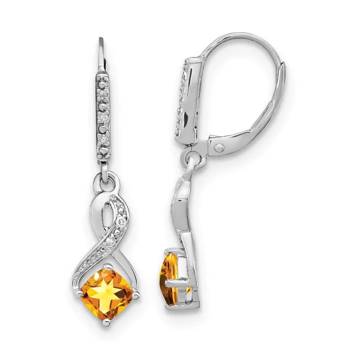 Sterling Silver Citrine and Real Diamond Earrings Goldia Earrings