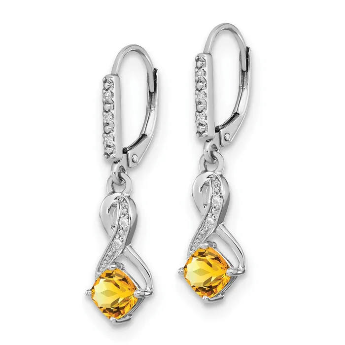Sterling Silver Citrine and Real Diamond Earrings Goldia Earrings