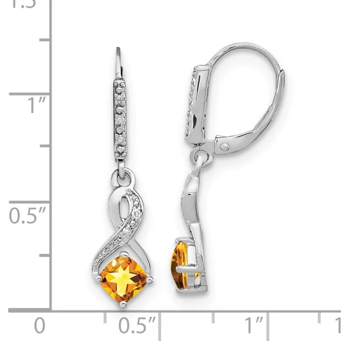 Sterling Silver Citrine and Real Diamond Earrings Goldia Earrings