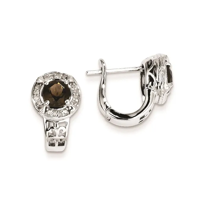 Sterling Silver Diamond u0026 Smoky Quartz Hinged Earrings Goldia Earrings