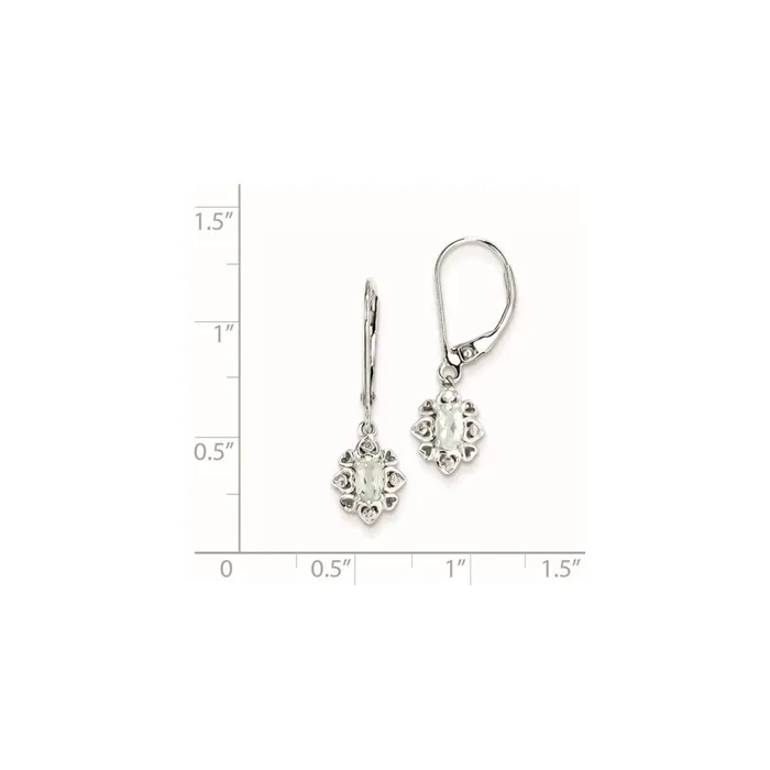 Sterling Silver Green Quartz Diamond Earrings Goldia Earrings