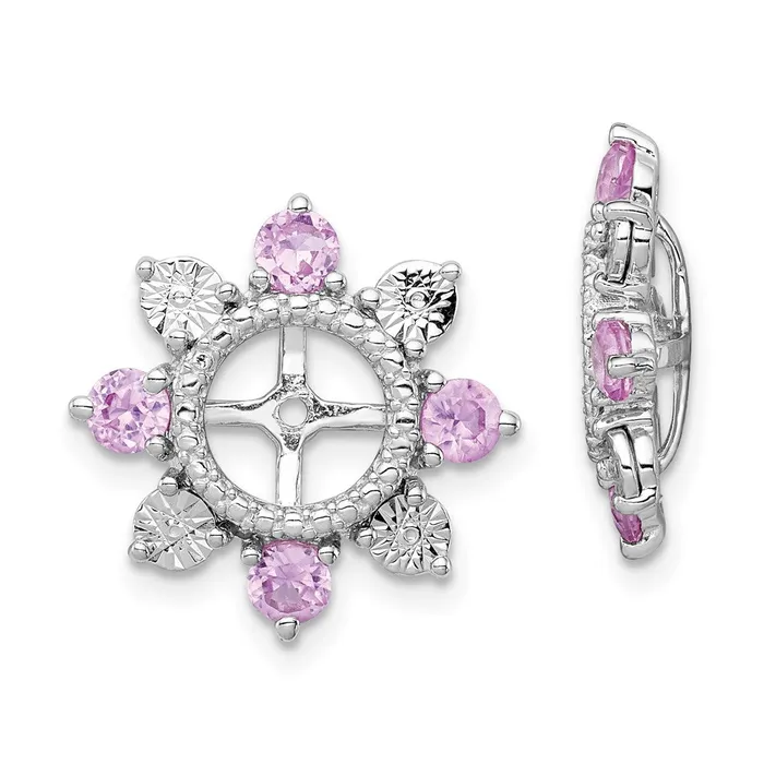 Sterling Silver Rhodium Created Pink Sapphire Earring Jacket Goldia Earrings Sterling Silver Rhodium Created Pink Sapphire Earring Jacket Goldia Earrings
