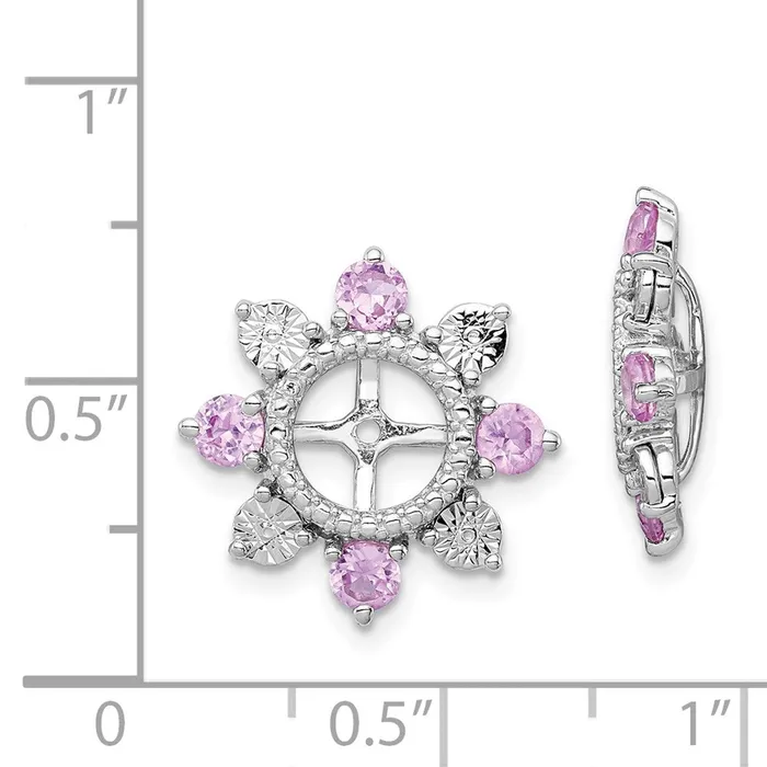 Sterling Silver Rhodium Created Pink Sapphire Earring Jacket Goldia Earrings
