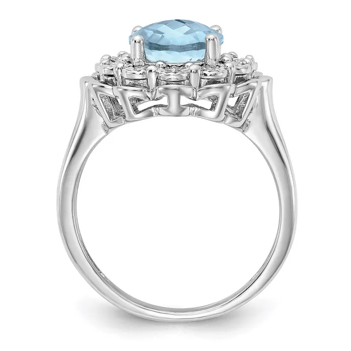 Sterling Silver Rhodium Diamond u0026 CheckerCut Sky Blue Topaz Ring Goldia Rings