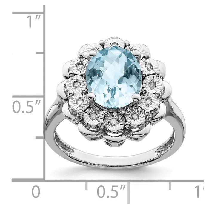 Sterling Silver Rhodium Diamond u0026 CheckerCut Sky Blue Topaz Ring Goldia Rings
