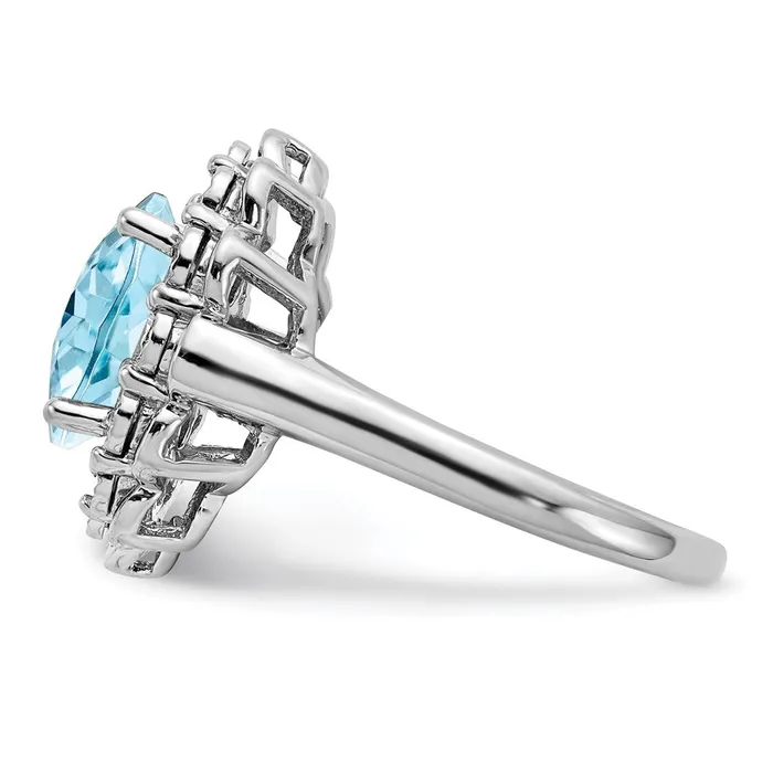 Sterling Silver Rhodium Diamond u0026 CheckerCut Sky Blue Topaz Ring Goldia Rings