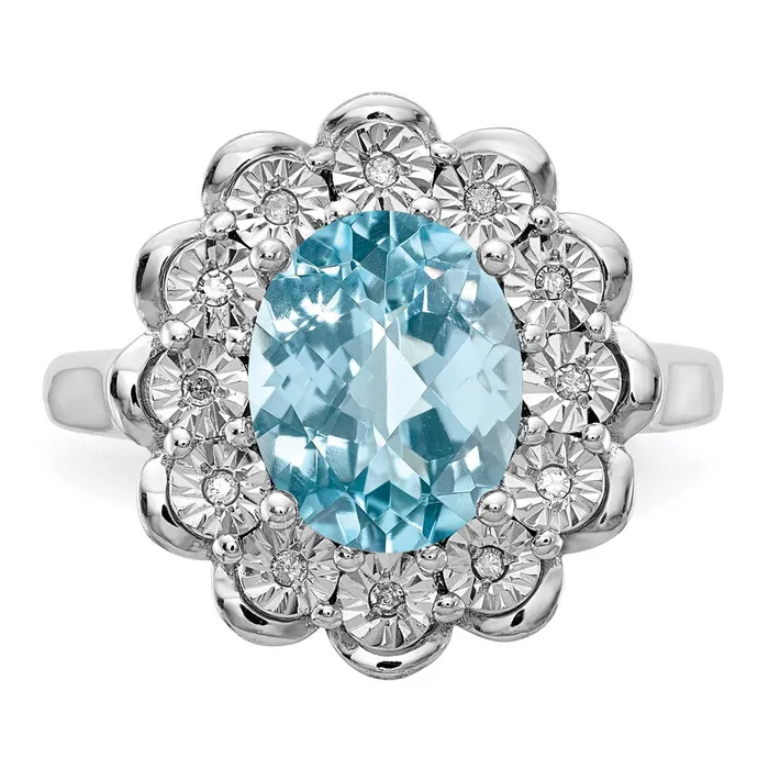 Sterling Silver Rhodium Diamond u0026 CheckerCut Sky Blue Topaz Ring Goldia Rings