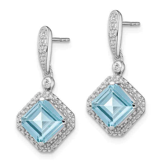Sterling Silver Rhodium Diamond u0026 Light Swiss Blue Topaz Post Earrings Goldia Earrings