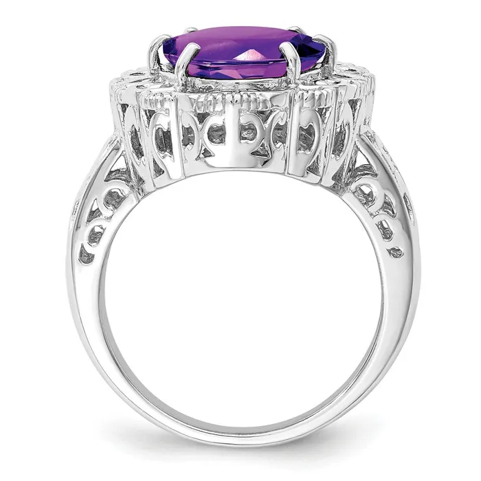 Sterling Silver Rhodiumplated Amethyst Ring Goldia Rings