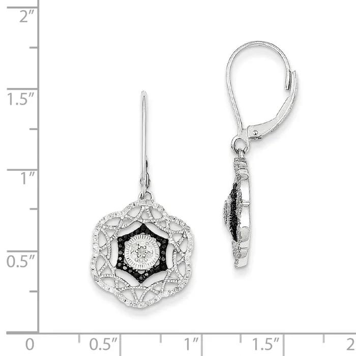 Sterling Silver Rhodium Plated Black u0026 White Diamond Earrings Goldia Earrings