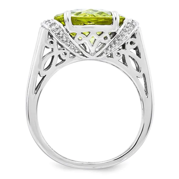 Sterling Silver Rhodiumplated CheckerCut Lemon Quartz Ring Goldia Rings