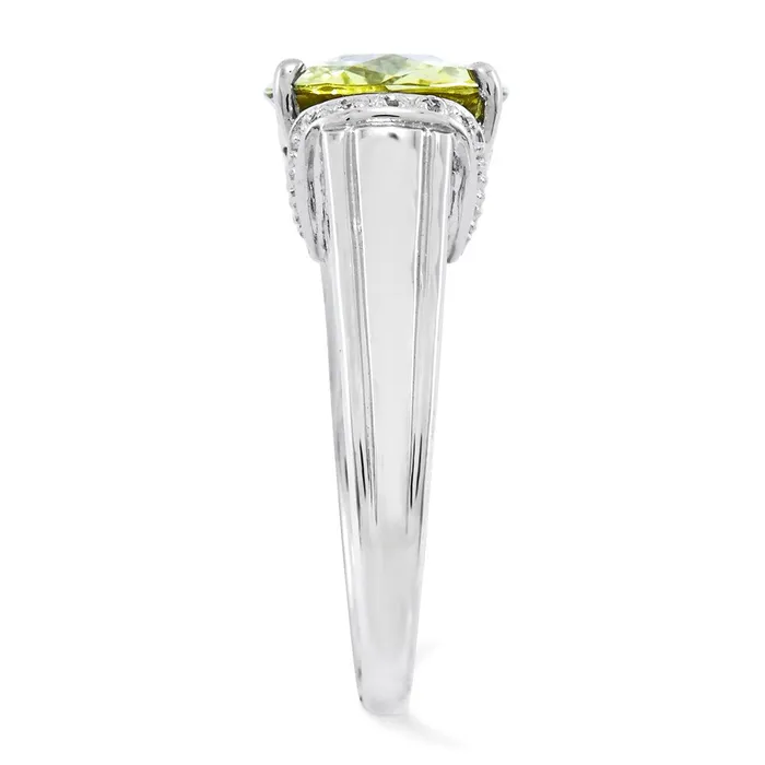 Sterling Silver Rhodiumplated CheckerCut Lemon Quartz Ring Goldia Rings