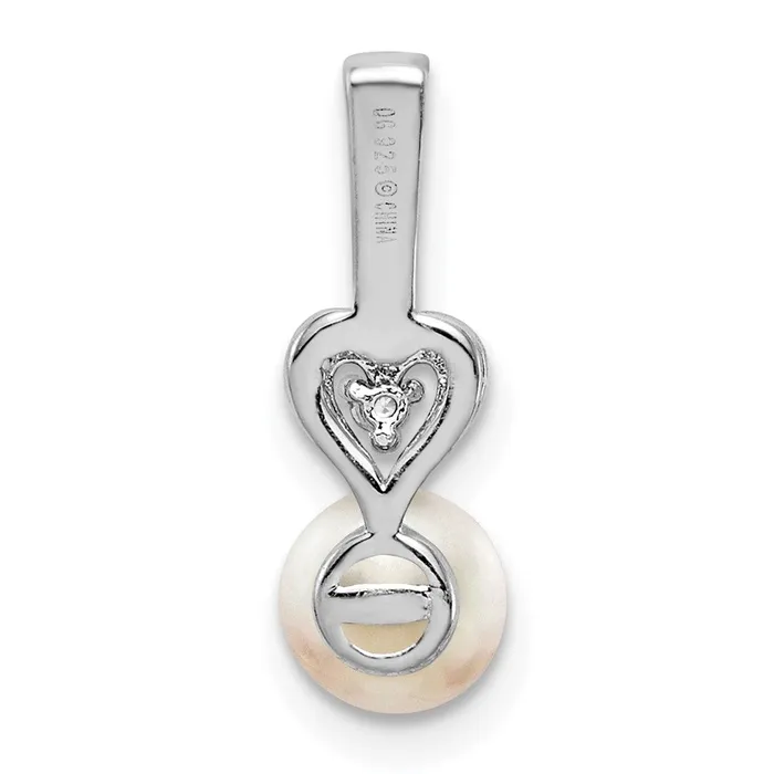 Sterling Silver Rhodiumplated FW Cultured Pearl u0026 Diamond Pendant Goldia Necklaces