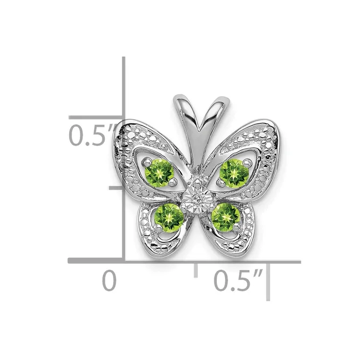 Sterling Silver Rhodiumplated Peridot u0026 Diamond Pendant Goldia Necklaces