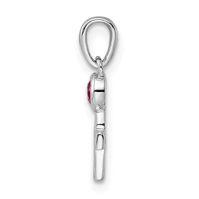 Sterling Silver Rhodiumplated Polished Lab Created Ruby Cross Pendant Goldia Necklaces