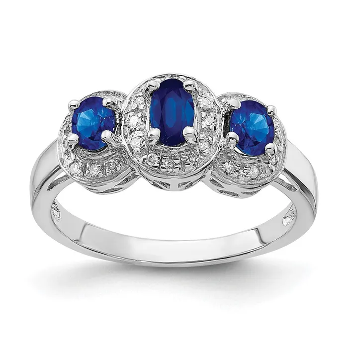 Sterling Silver Rhodiumplated Sapphire u0026 Diamond Ring Goldia Rings