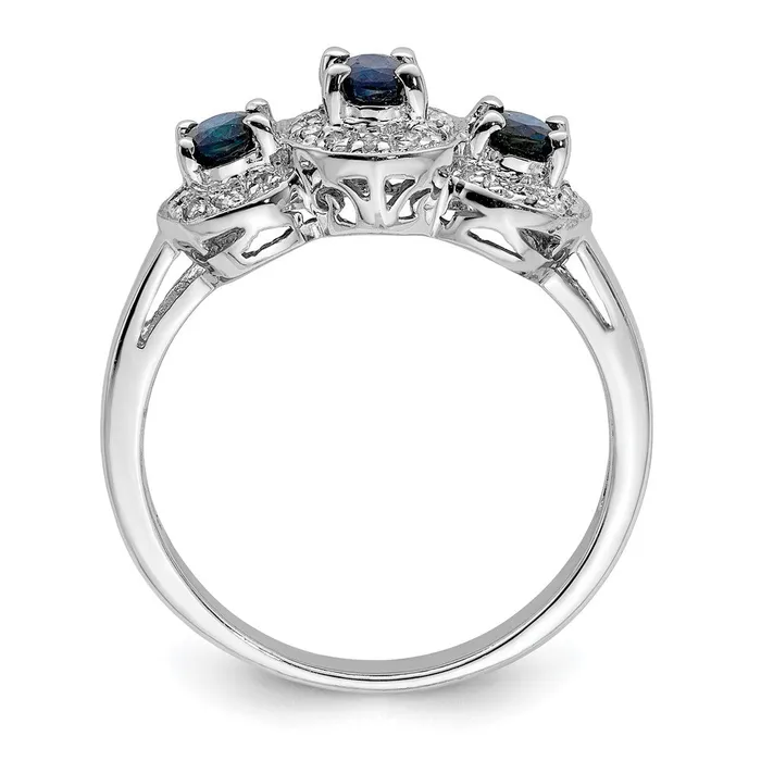 Sterling Silver Rhodiumplated Sapphire u0026 Diamond Ring Goldia Rings