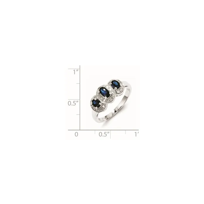Sterling Silver Rhodiumplated Sapphire u0026 Diamond Ring Goldia Rings