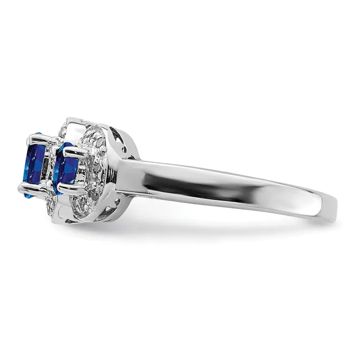 Sterling Silver Rhodiumplated Sapphire u0026 Diamond Ring Goldia Rings