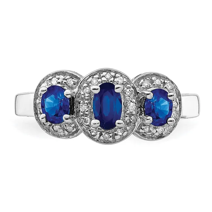 Sterling Silver Rhodiumplated Sapphire u0026 Diamond Ring Goldia Rings