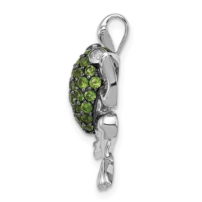 Sterling Silver Rhodium White Topaz u0026 Chrome Diopside Frog Pendant Goldia Necklaces
