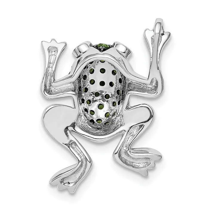Sterling Silver Rhodium White Topaz u0026 Chrome Diopside Frog Pendant Goldia Necklaces