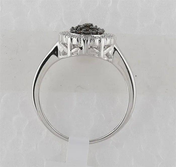 Sterling Silver Round Brown Diamond Cluster Ring 13 Cttw gndatlanta Rings
