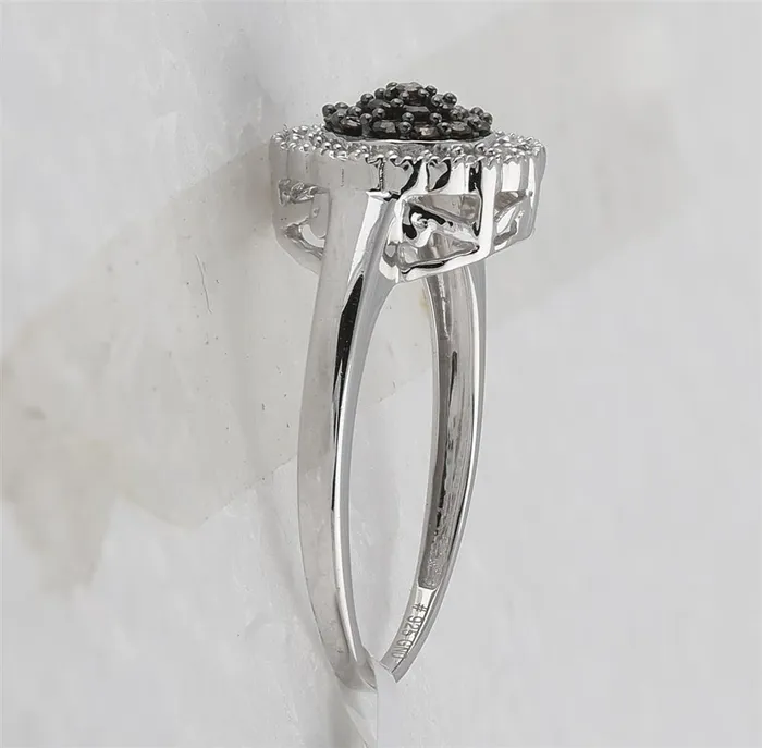 Sterling Silver Round Brown Diamond Cluster Ring 13 Cttw gndatlanta Rings