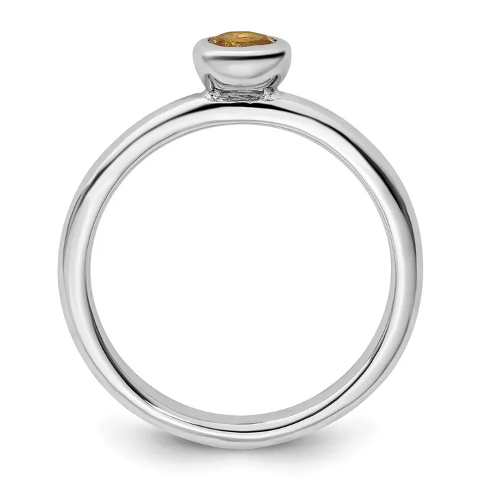 Sterling Silver Stackable Expressions Low 4mm Round Citrine Ring Goldia Rings