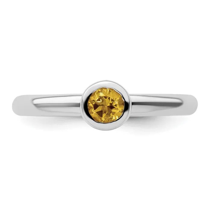Sterling Silver Stackable Expressions Low 4mm Round Citrine Ring Goldia Rings