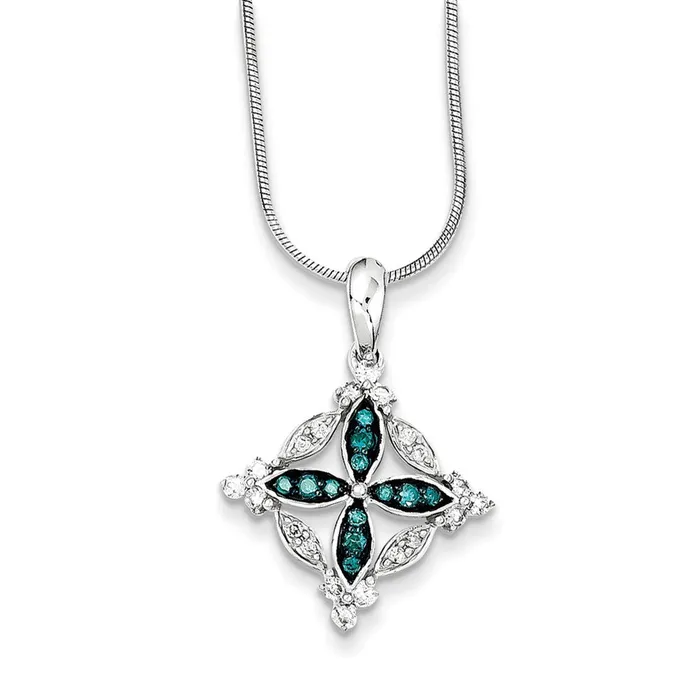 Sterling Silver White u0026 Blue Diamond Pendant Goldia Necklaces