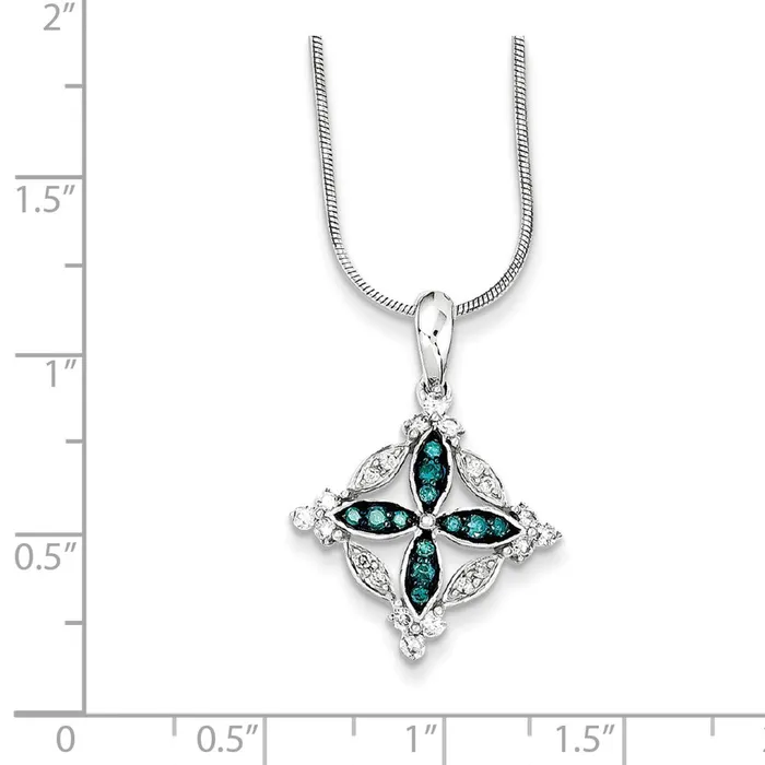 Sterling Silver White u0026 Blue Diamond Pendant Goldia Necklaces
