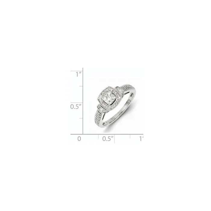 Sterling Silver with White Diamonds Square Ring Goldia Rings